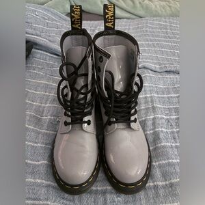 Stylish Shiny Grey Doc Martens. Kids size 5.